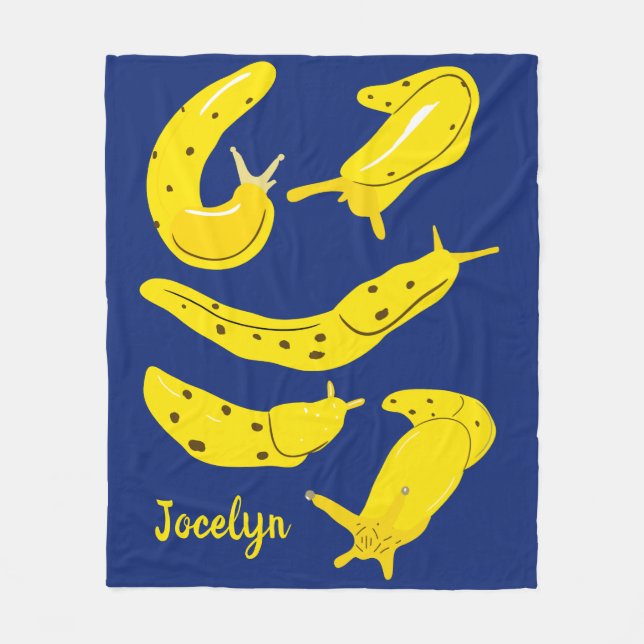 Couverture Polaire Banana Slugs Jaune et Royal Blue Personnalisé (Devant)