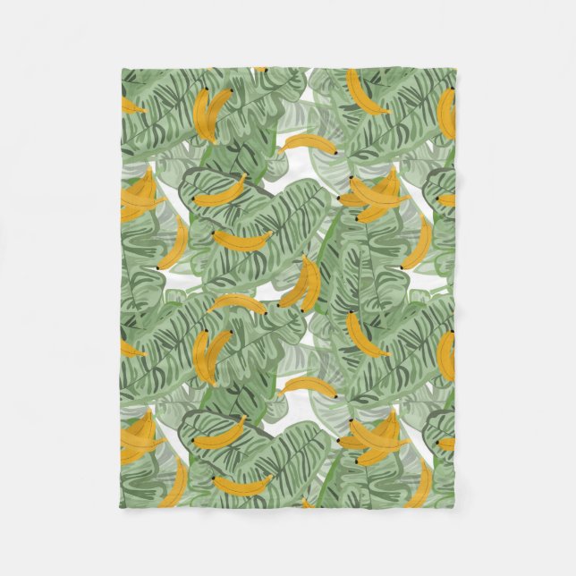 Couverture Polaire Banane tropicale moderne Motif vert (Devant)