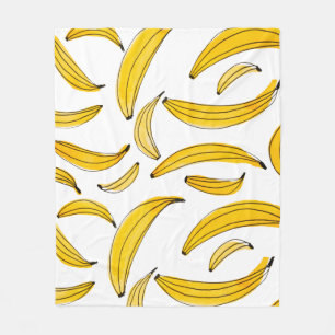 Couverture Polaire Bananes d'aquarelle - jaune