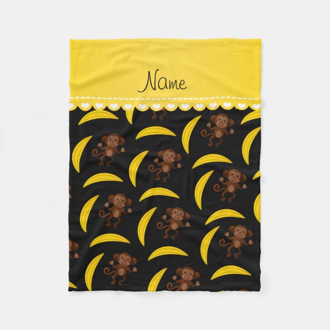 Couverture Polaire Bananes noires nommées personnalisées de singe (Devant)
