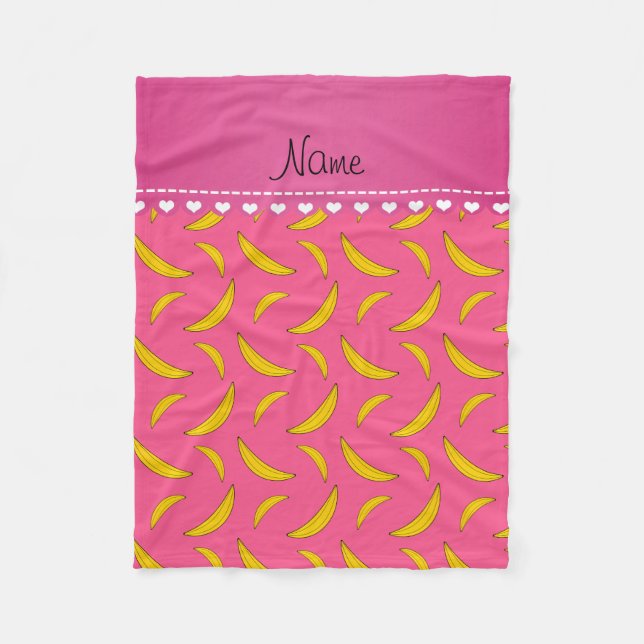 Couverture Polaire Bananes roses nommées personnalisées (Devant)
