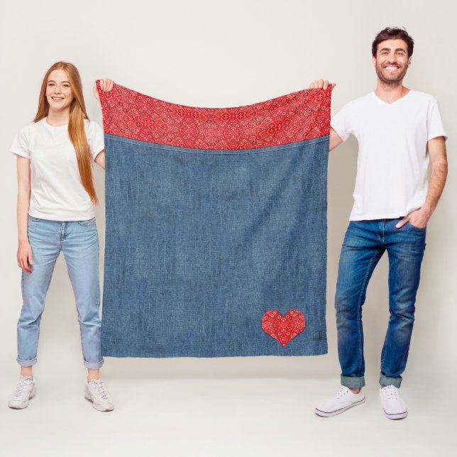 Couverture Polaire Bandana Denim Look (En situation)