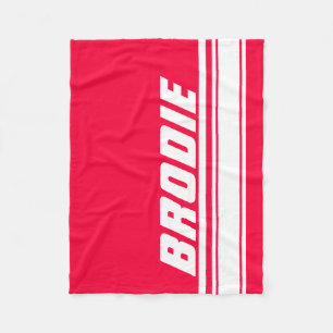 Couverture Polaire Bande de sport blanche rouge nom personnalisé couv