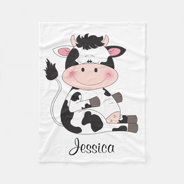 Couverture Polaire Bande dessinée mignonne de vache à bébé (Devant)
