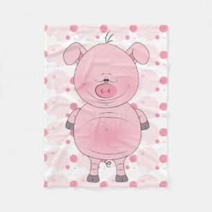 Couverture Polaire Bande dessinée rose gaie de porc