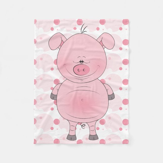 Couverture Polaire Bande dessinée rose gaie de porc (Devant)