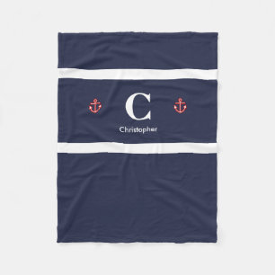 Couverture Polaire Bandes blanches de la marine nautique personnalis