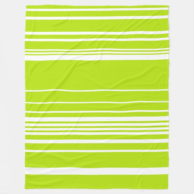 Couverture Polaire Bandes complexes en vert citron et blanc (Devant)