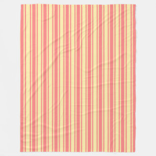 Couverture Polaire Bandes de bonbons corail et jaune