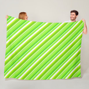 Couverture Polaire Bandes de bonbons en couches - vert citron et blan