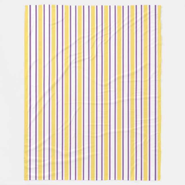 Couverture Polaire Bandes de bonbons jaunes, violets et blancs (Devant)