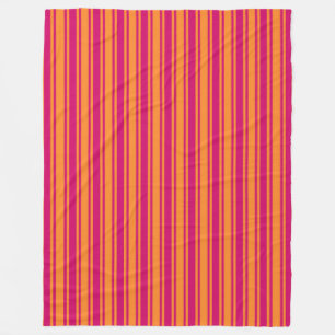 Couverture Polaire Bandes de bonbons rose et orange