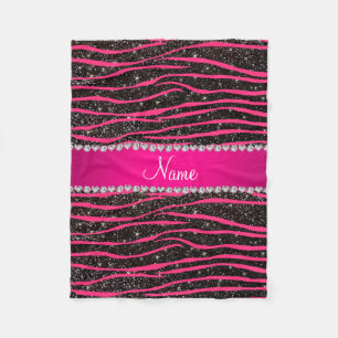 Couverture Polaire Bandes de zèbre rose chaud noir parties scintillan
