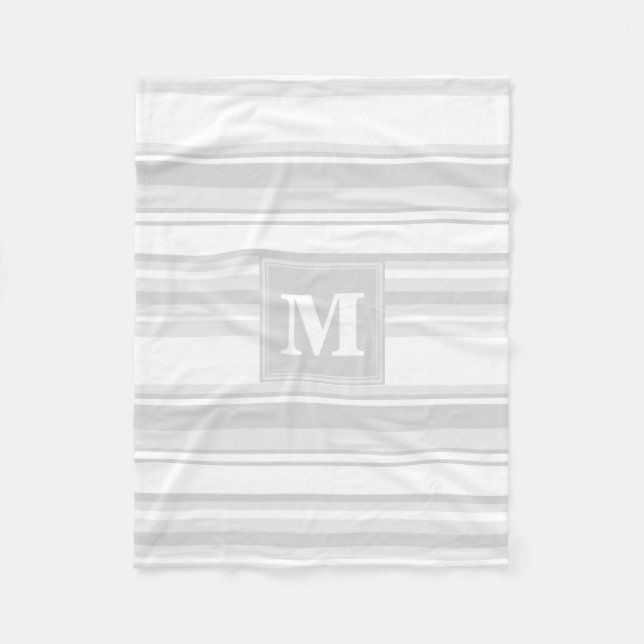 Couverture Polaire Bandes gris clair monogrammes (Devant)