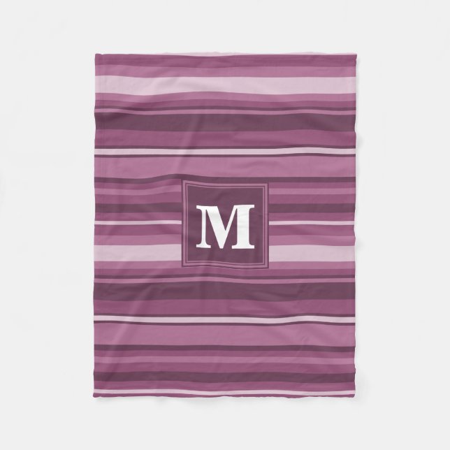 Couverture Polaire Bandes mauve monogrammes (Devant)