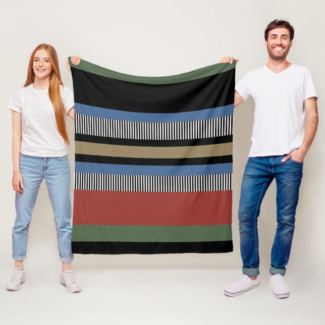 Couverture Polaire Bandes multicolores Hygge Inspiré Scandinave (En situation)