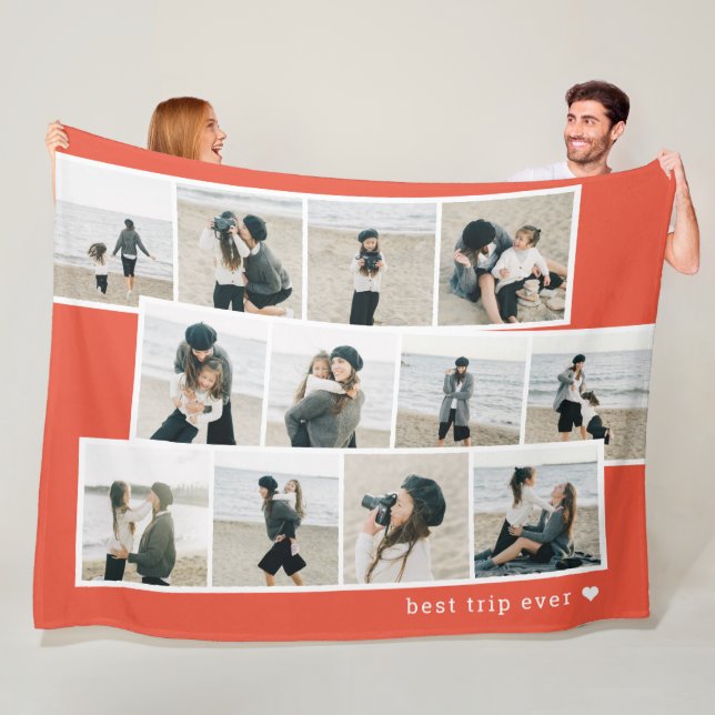 Couverture Polaire Bandes Photo Couleur personnalisée Blanche personn (En situation)