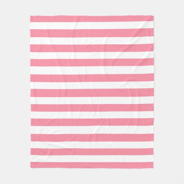 Couverture Polaire Bandes roses et blanches douces (Devant)