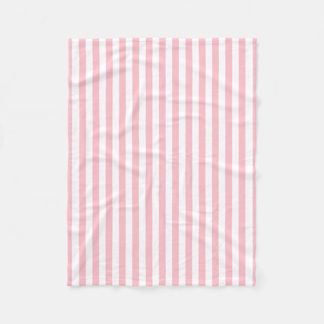 Couverture Polaire Bandes verticales de taille moyenne rose et blanch (Devant)