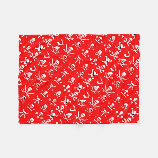 COUVERTURE POLAIRE BANNIÈRES DE PIRATE ROUGE SKULL, OBJETS TRAVERSÉS, (Devant (Horizontal))