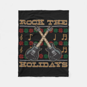 Couverture Polaire Basculez le chandail laid de Noël de guitare de