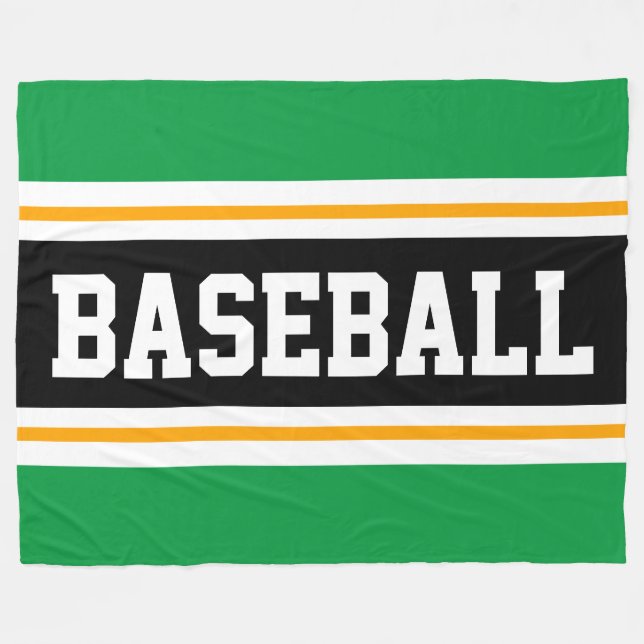 Couverture Polaire BASEBALL amusant Vert Jaune Noir rayures athlétiqu (Devant (Horizontal))