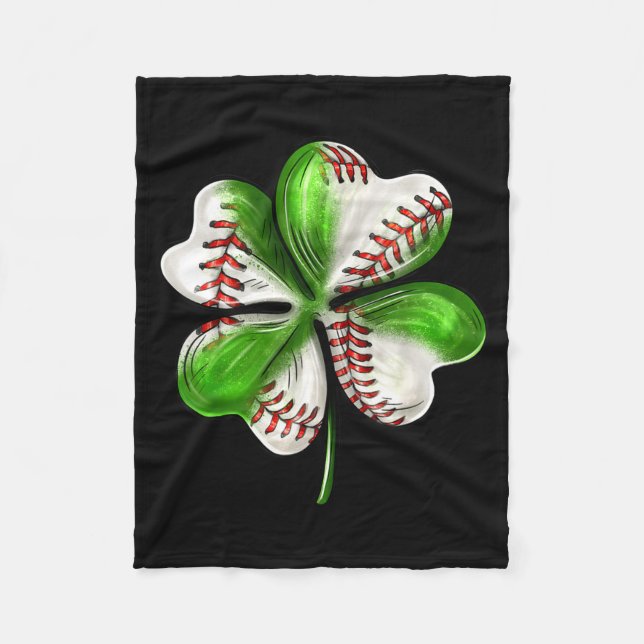 Couverture Polaire Baseball Shamrock St Patrick's Day Clover With Bas (Devant)