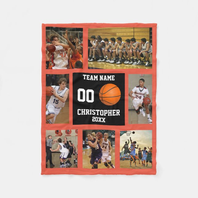Couverture Polaire Basket-ball 7 Photo Collage Orange Small (Devant)