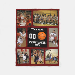 Couverture Polaire Basket-ball 7 Photo Collage Vin rouge Petit