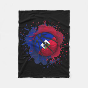 Couverture Polaire Basket-ball avec drapeau d'Haïti