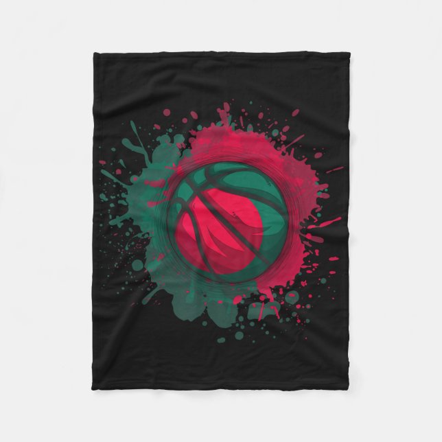 Couverture Polaire Basket-ball avec drapeau du Bangladesh (Devant)