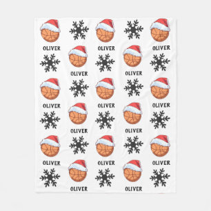 Couverture Polaire Basket-ball avec le Santa Hat rouge Nom du flocon 