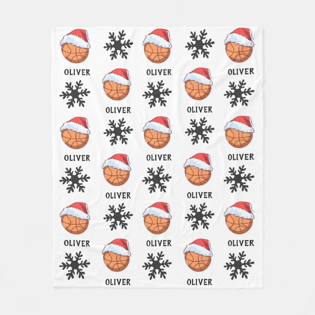 Couverture Polaire Basket-ball avec le Santa Hat rouge Nom du flocon  (Devant)