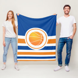 Couverture Polaire Basket-ball bleu et orange