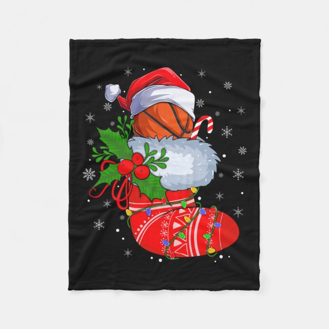 Couverture Polaire Basket-ball drôle Dans Chaussettes de Noël Père No (Devant)