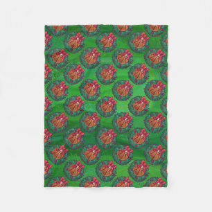Couverture Polaire Basket-ball en couronne de Noël
