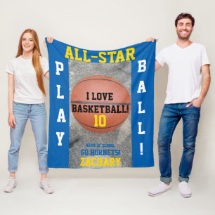 Couverture Polaire Basket-ball Moyen Blue Team Nom du joueur