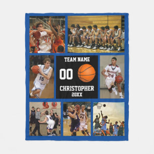 Couverture Polaire Basket-ball photo collage Navy Blue