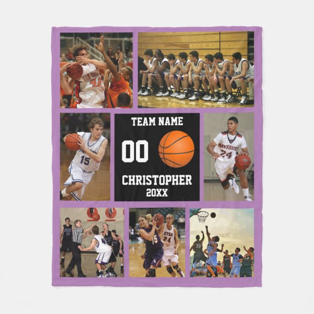 Couverture Polaire Basket-ball photo collage Purple (Devant)