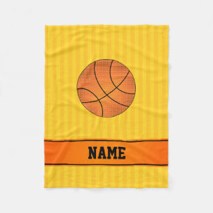Couverture Polaire Basketball de nom personnalisé rayures jaunes