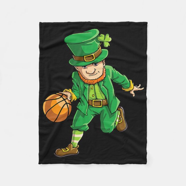 Couverture Polaire Basketball Leprechaun Jour de la Saint Patrick Gar (Devant)
