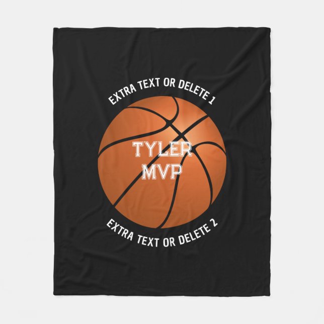 Couverture Polaire Basketball Nom de l'enfant MVP/Numéro 2 Texte Blk (Devant)