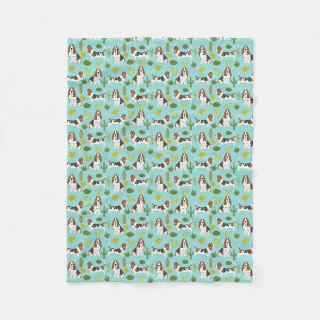 Couverture Polaire Basset Hound Cactus Blanket - cadeaux pour chien (Devant)