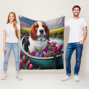 Couverture Polaire Basset Hound Dog sur une pagaie : une aventure Pit