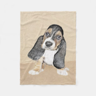 Couverture Polaire Basset Hound Peinture Chiot - Art Chien original