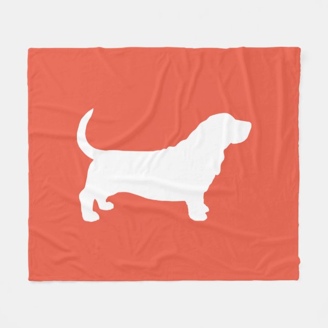 Couverture Polaire Basset Hound Silhouette Amoureux des chiens cosy (Devant (Horizontal))