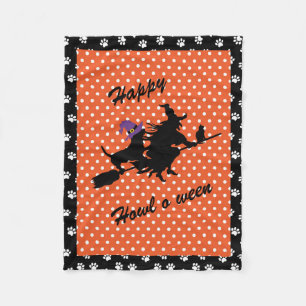 Couverture Polaire Basset Hound Witch Halloween Fleece Blanket