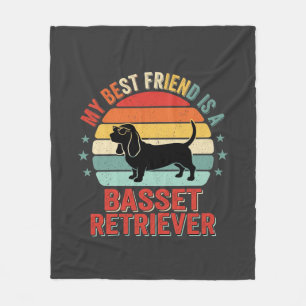 Couverture Polaire Basset Retriever Rétro Coucher de soleil Chien