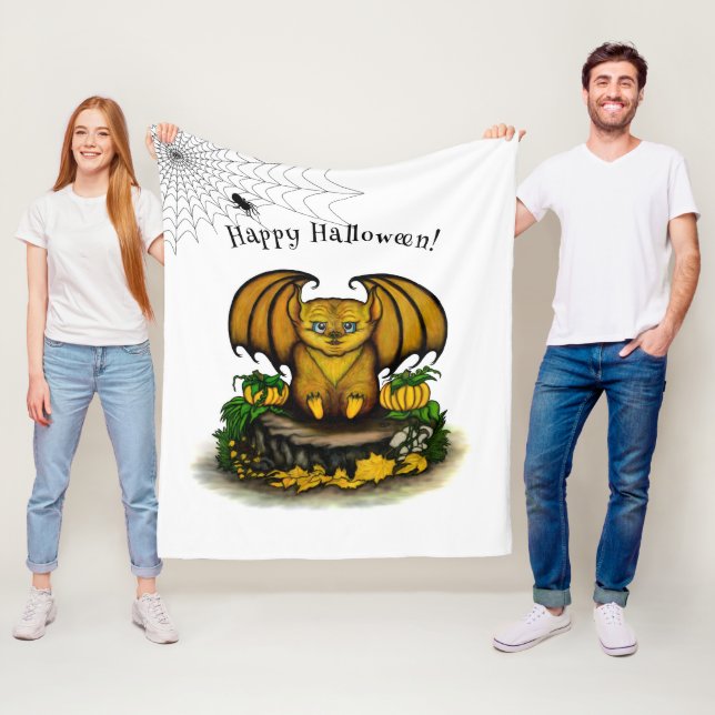 Couverture Polaire Bat d'Halloween mignonne (En situation)