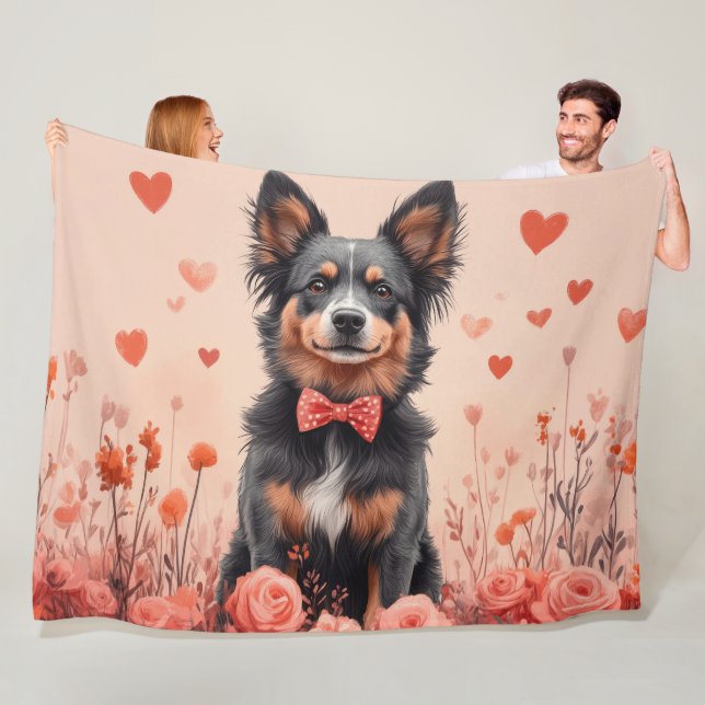 Couverture Polaire Bataille australienne avec Roses - Saint-Valentin (En situation)
